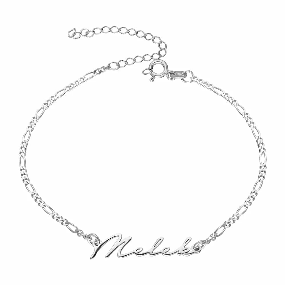 Signature Armband mit Wunschname in 925er Silber Figaro