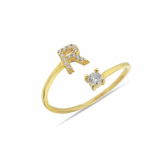 Stone Ring mit Wunschbuchstabe in 925er Silber