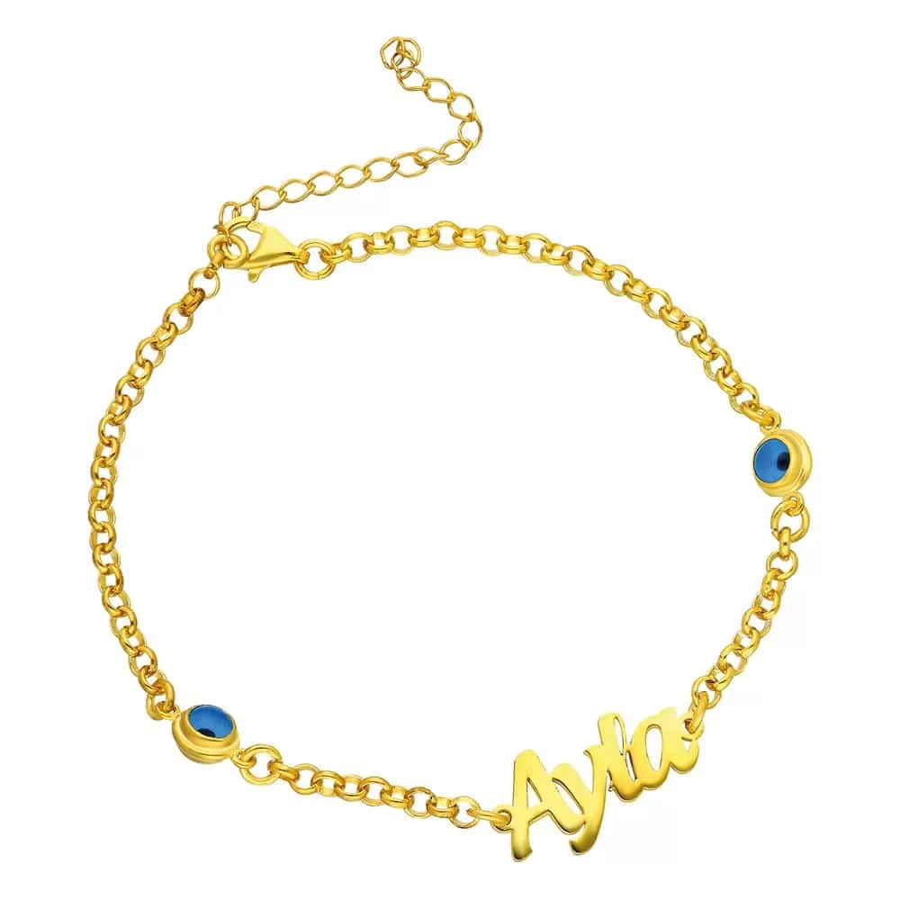 Armband mit Wunschnamen und Nazar in 925er Silber