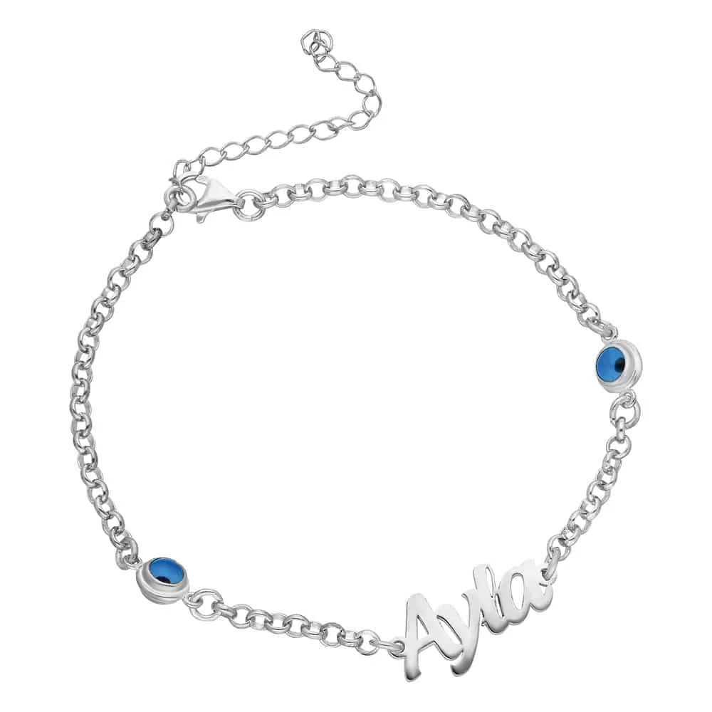 Armband mit Wunschnamen und Nazar in 925er Silber