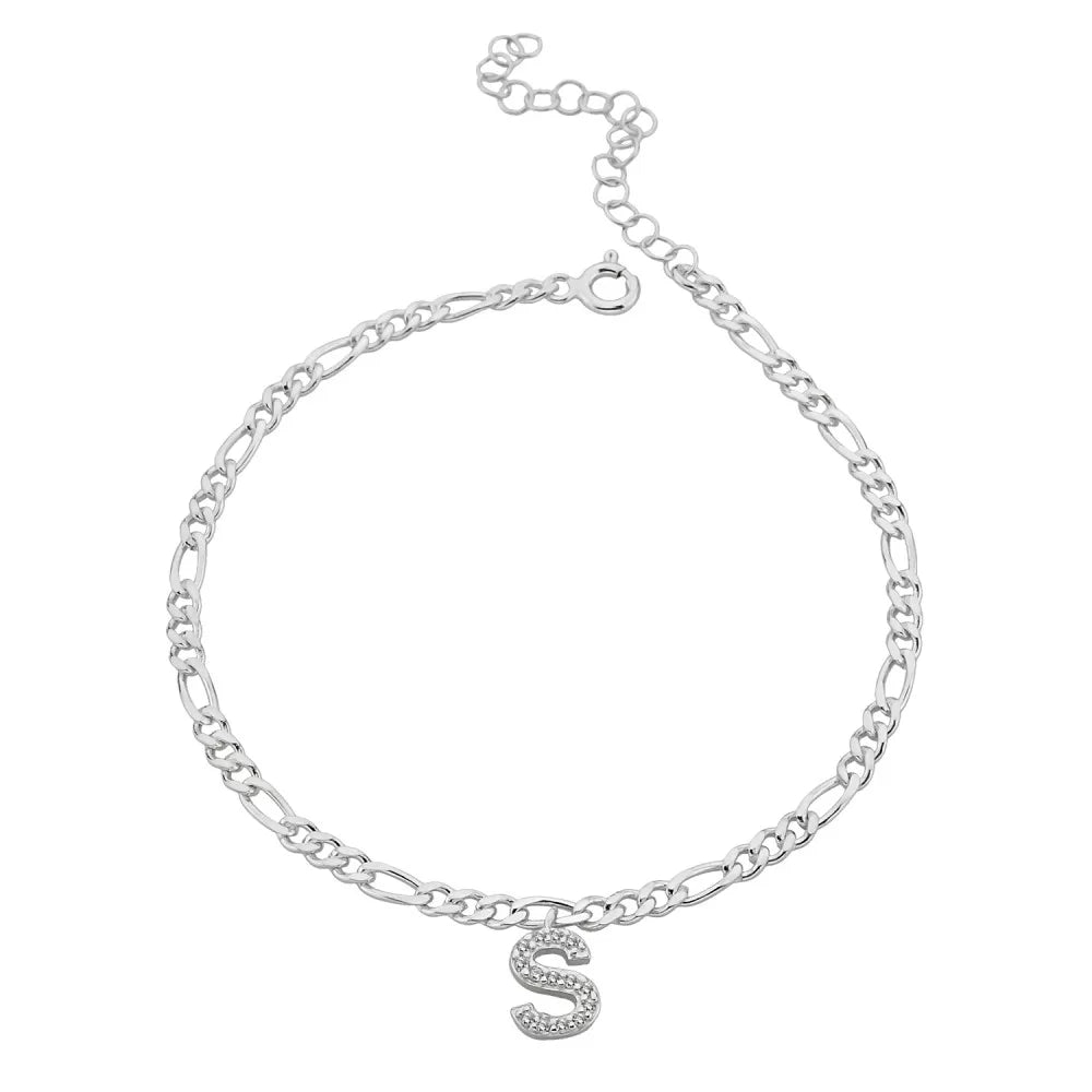 Figaro Armband mit Wunschbuchstaben in 925er Silber