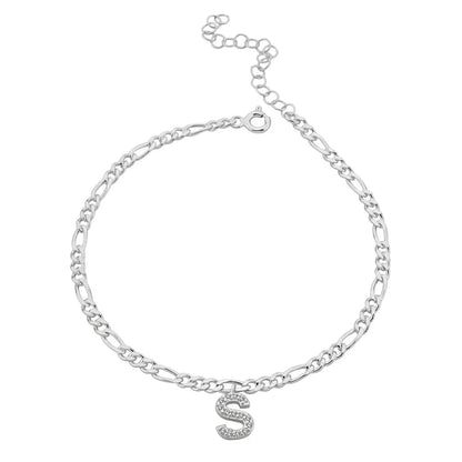 Figaro Armband mit Wunschbuchstaben in 925er Silber