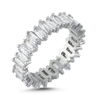 ZOHO Memoire Ring 925er Silber rhodiniert mit Baguette Zirkonia Steinen