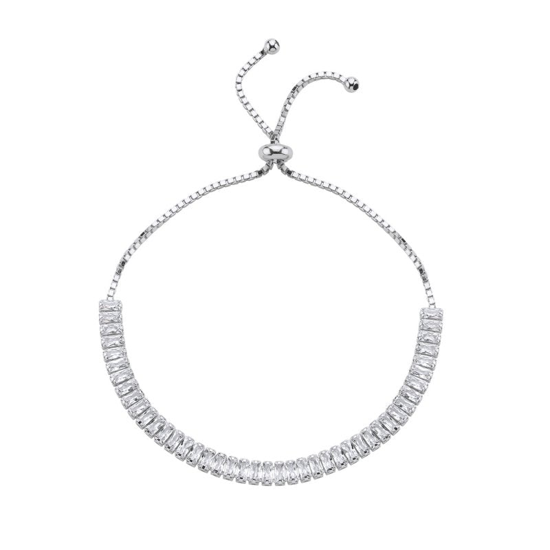 Armband aus 925er Silber mit Baguette Steinen und Schiebeverschluss fein