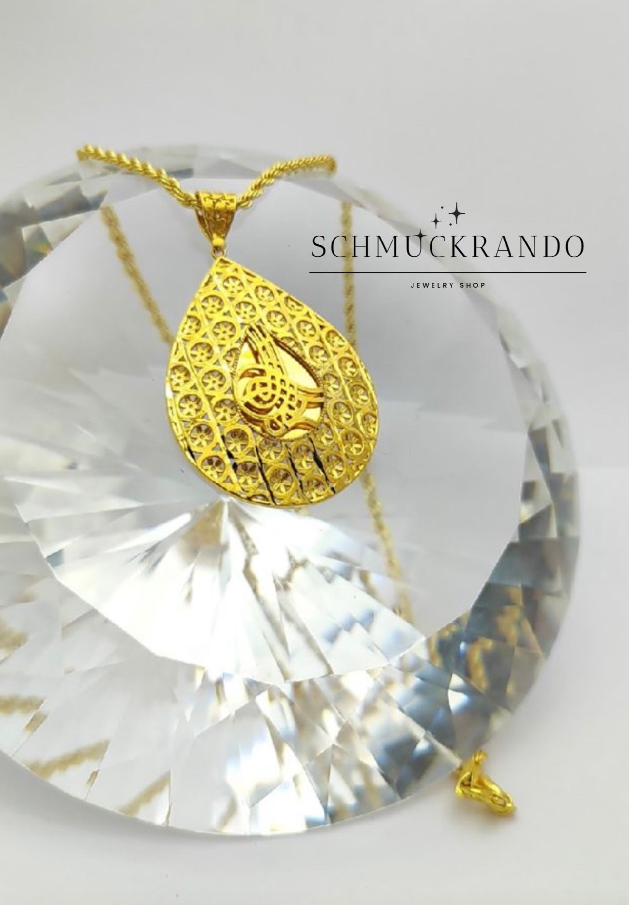 Kordelkette mit Tugra Anhänger Resat in 50cm 22k Vergoldet