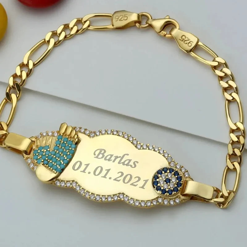 Wolke ID-Armband Gravurarmband für Kinder Figarokette vergoldet