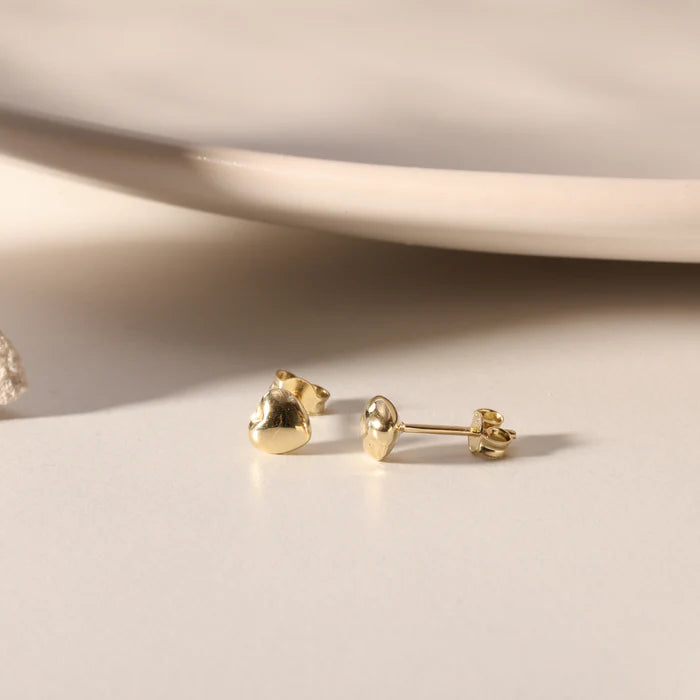 Ohrstecker in 14k (585er Gold) mit Zirkonia / Herz Design
