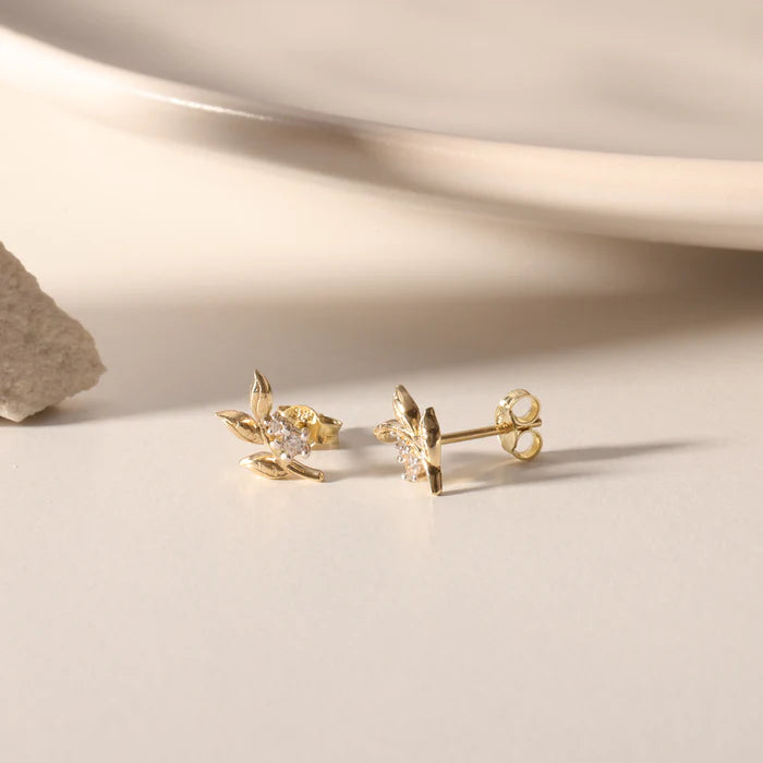 Ohrstecker in 14k (585er Gold) mit Zikonia / Olivenzweig Design