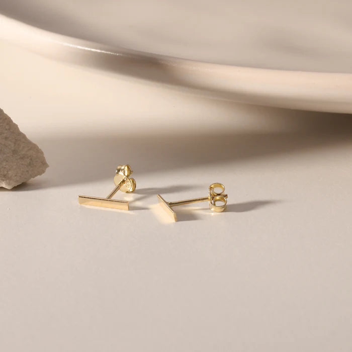 Ohrstecker in 14k (585er Gold) mit Zirkonia / Balken Design