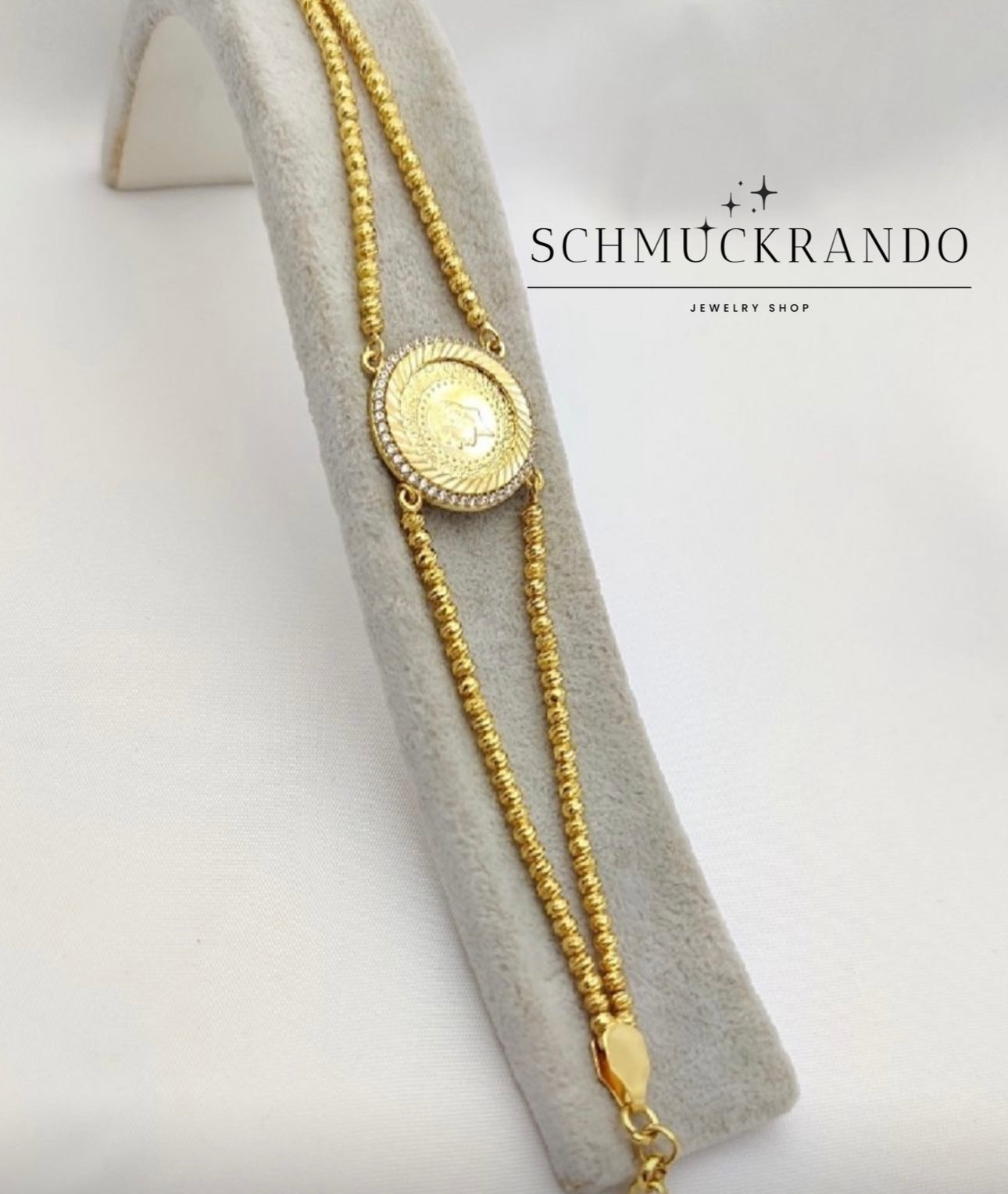 Dorika-Armband mit 22k vergoldete Ceyrek Münze mit Zirkonia Steinen