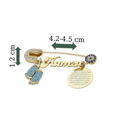 925er Silber Stecknadel mit Wunschname - Ayatel Kursi - Nazar - Babyfüße