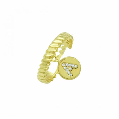 Burma-Ring mit Wunschbuchstabe in 925er Silber