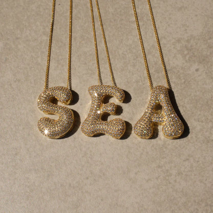 Bubble Buchstabenkette mit Wunschbuchstabe 925er Silber vergoldet