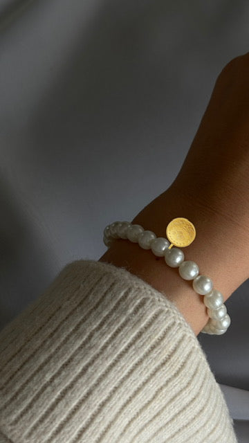 Perlenarmband mit Resat oder Ceyrek Altin Münze 22k Lira, Reshadiye