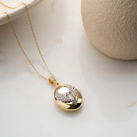 Alya Kette 925er Silber vergoldet Medaillon