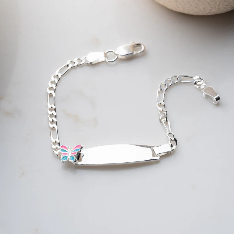 Schmetterling ID-Armband Gravurarmband für Kinder Figarokette