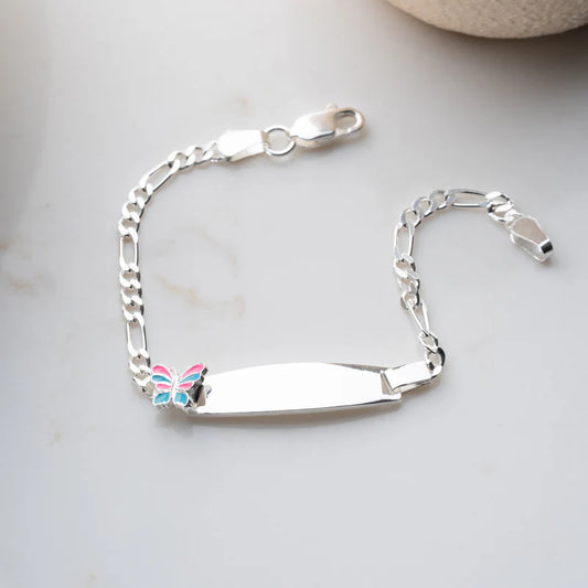 Schmetterling ID-Armband Gravurarmband für Kinder Figarokette