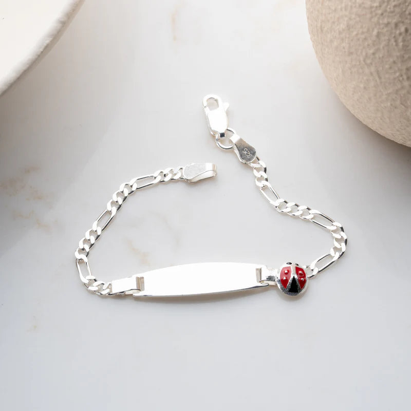 Marienkäfer ID-Armband Gravurarmband für Kinder Figarokette