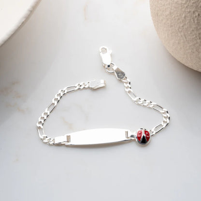 Marienkäfer ID-Armband Gravurarmband für Kinder Figarokette
