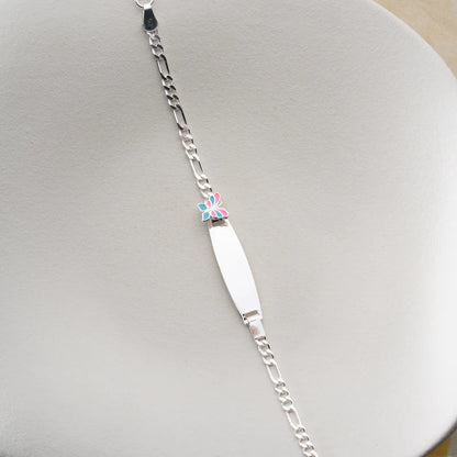 Schmetterling ID-Armband Gravurarmband für Kinder Figarokette