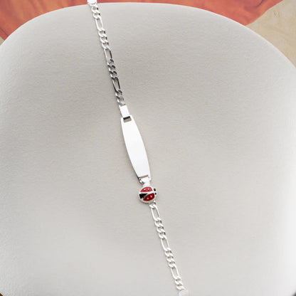Marienkäfer ID-Armband Gravurarmband für Kinder Figarokette