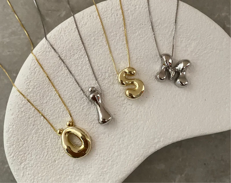 Chunky Buchstaben-Kette – 925er Silber in Gold oder Silberfarben – Individuell mit Wunschbuchstaben