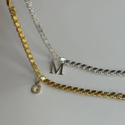 Gerstenkorn-Amband in 925er Silber als Paar Partnerarmband vergoldet mit Wunschbuchstabe