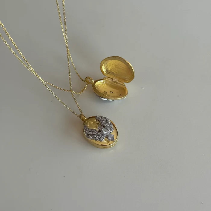 Alya Kette 925er Silber vergoldet Medaillon