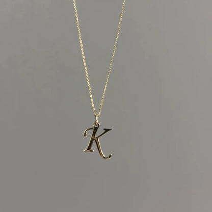 585er (14K) Gold Kette mit Anhänger / Wunschbuchstabe kursiv
