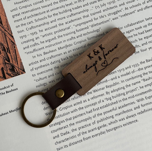 Schlüsselanhänger aus Holz mit Gravur Wunschgravur Rechteck
