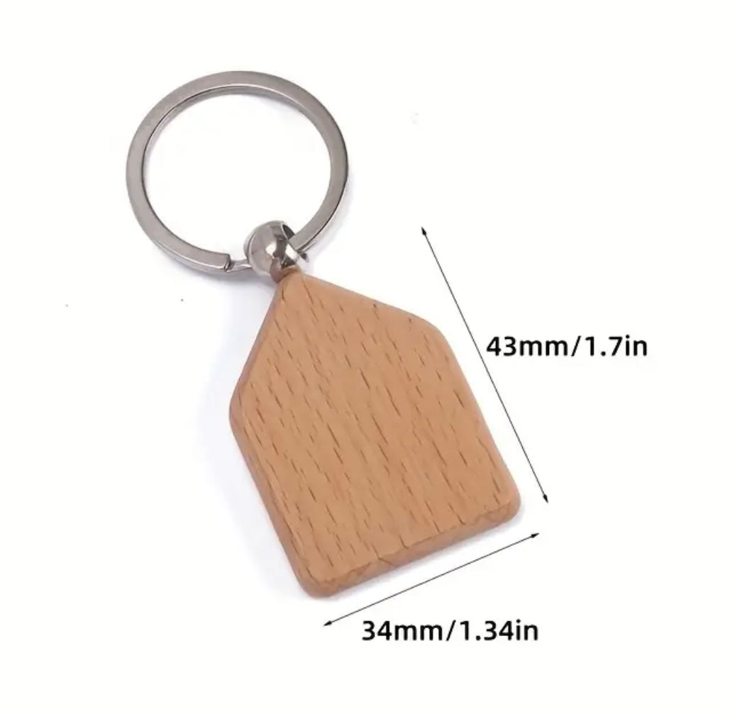 Schlüsselanhänger aus Holz mit Gravur Wunschgravur Hausform