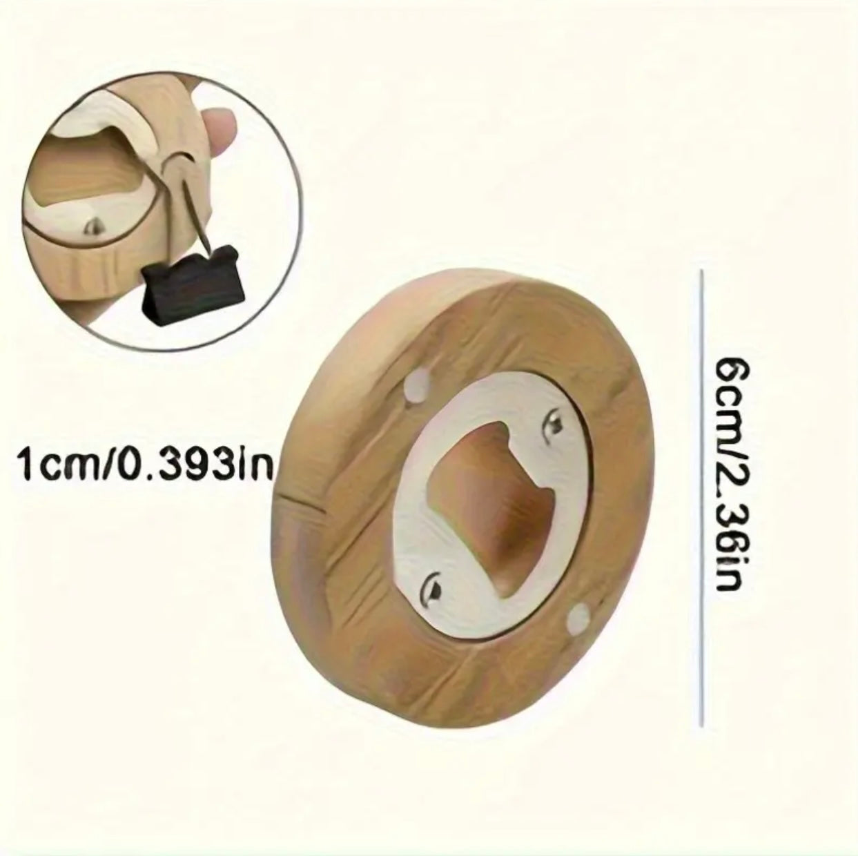 Flaschenöffner aus Holz mit Gravur Wunschgravur mit Magnethalter