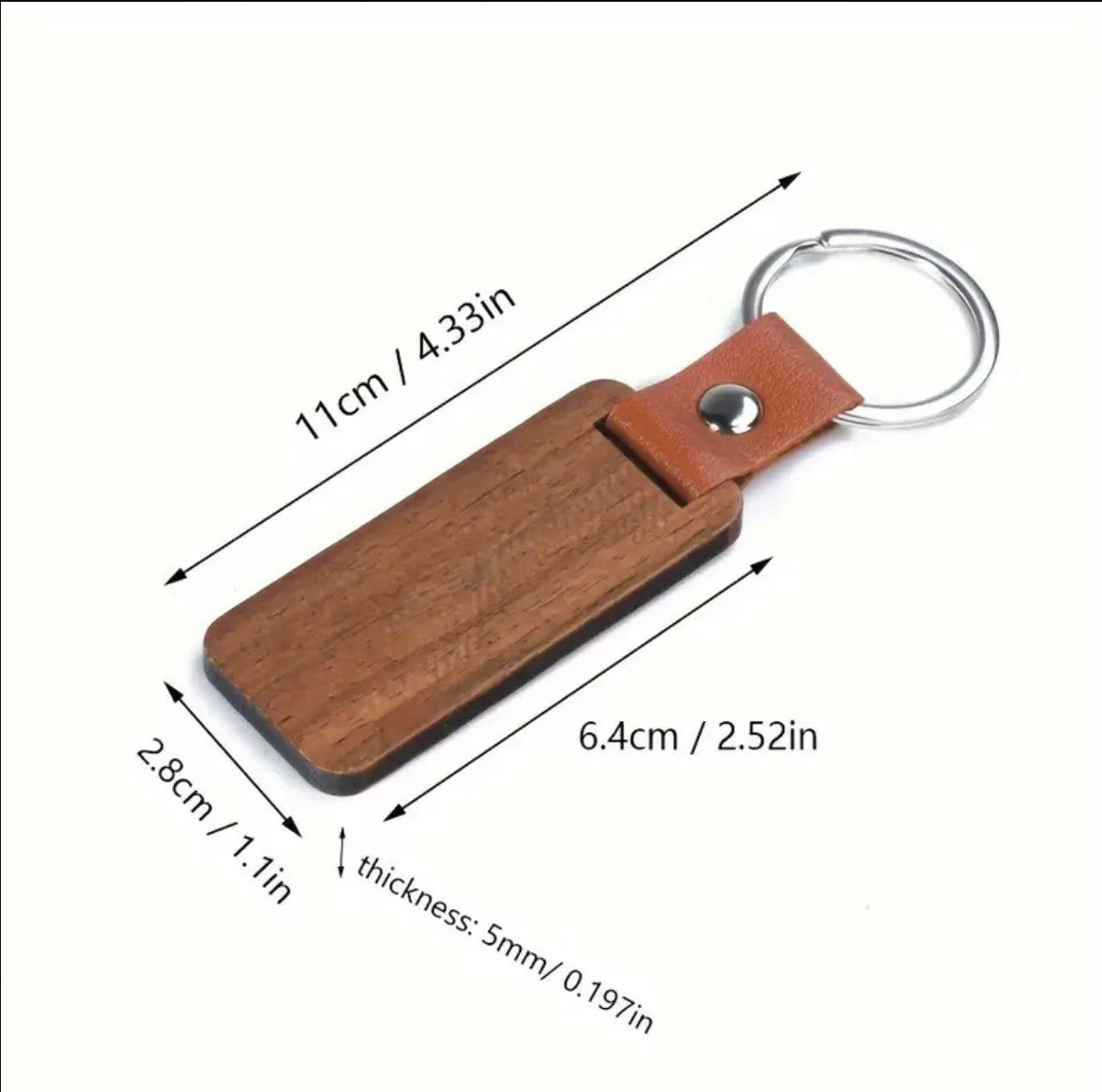 Schlüsselanhänger aus Holz mit Gravur Wunschgravur Rechteck