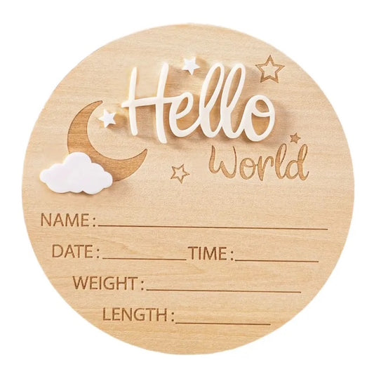 Runder Holzanhänger mit Gravur „Hello World“ Lasergravur
