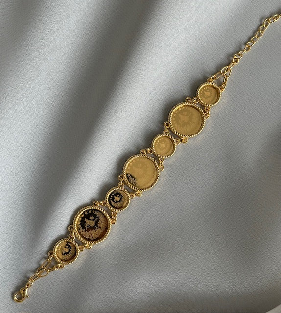Armband mit Resat Münzen 22k Vergoldet