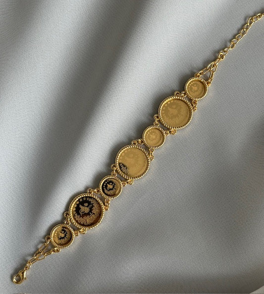 Armband mit Resat Münzen 22k Vergoldet