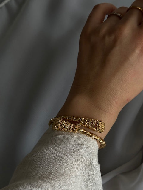 Zweier ikili Armreifen Burma 22k Vergoldet