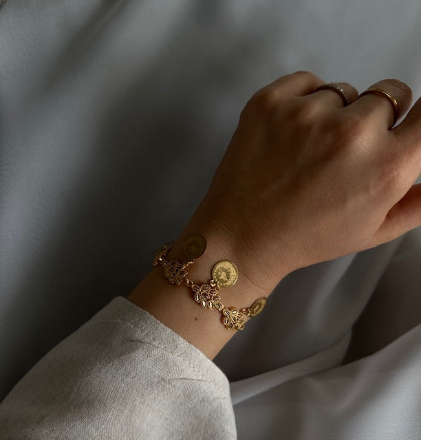 Armband mit Resat Münzen 22k Vergoldet