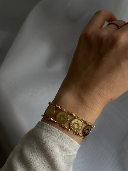 Armband mit Resat Münzen 22k Vergoldet