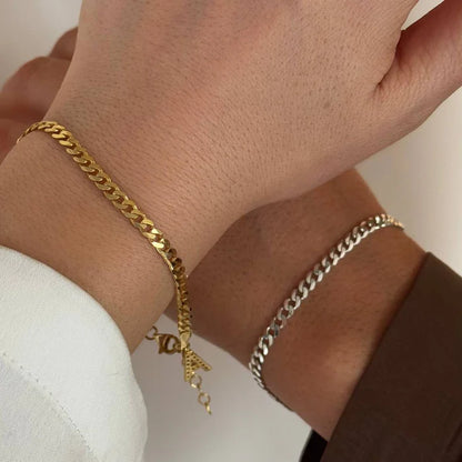 Panzer-Amband in 925er Silber als Paar Partnerarmband vergoldet mit Wunschbuchstabe