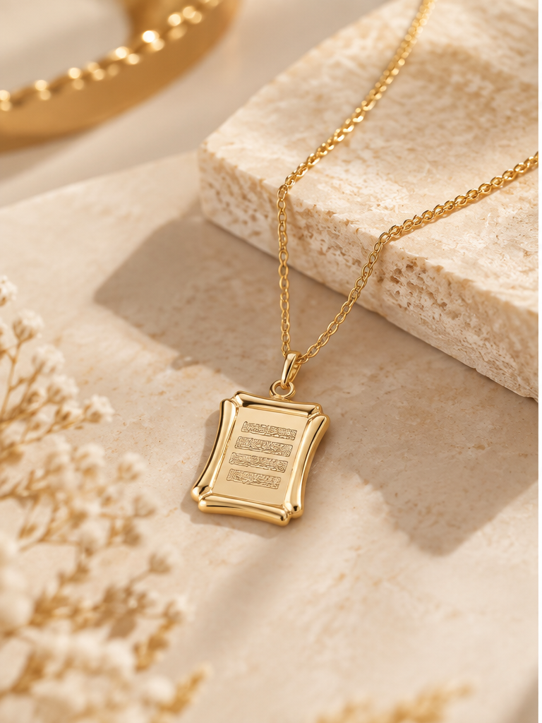 14K Gold Böser-Blick-Amulett mit Dua – Produktfoto