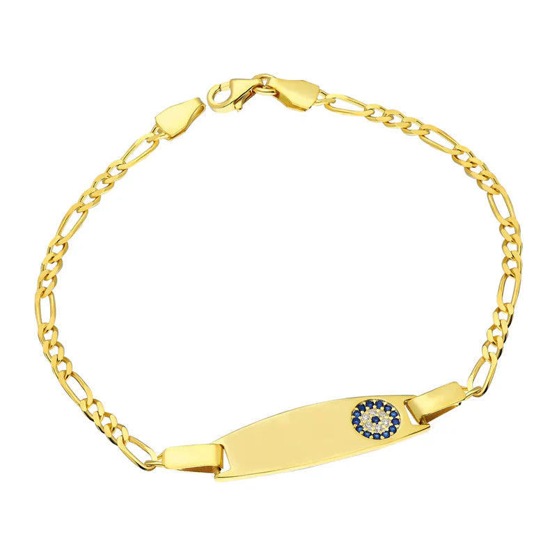Nazar ID-Armband Gravurarmband für Kinder Figarokette vergoldet